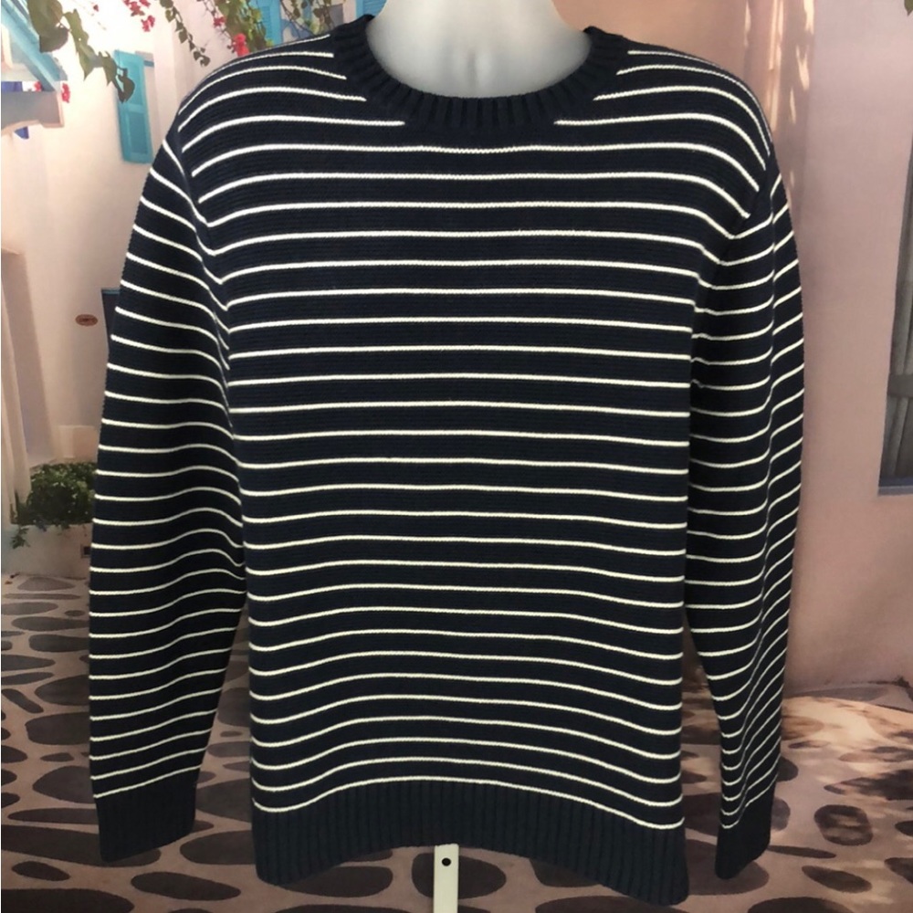 NWOT J Crew Navy and White Striped Heavy Sweater